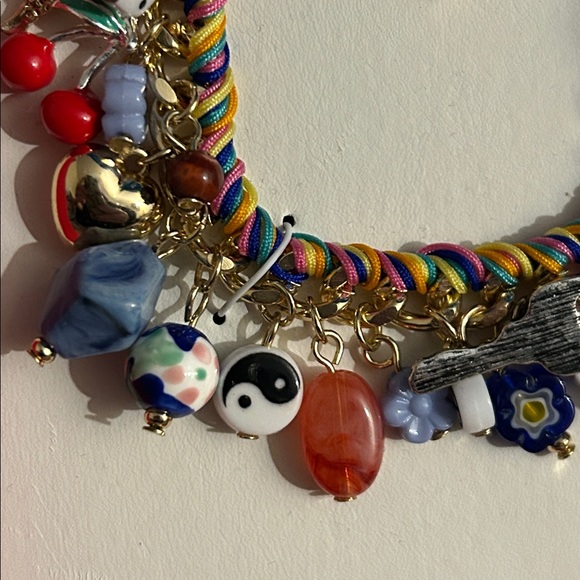 🍓 NWT Viral Atterri chunky Multicolor Ceramic & Cubic Zirconia charm Bracelet - Picture 9 of 12